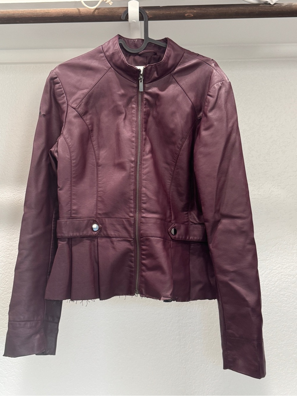 FREE Women's NY&Co Plum Faux Leather Zip Jacket size
